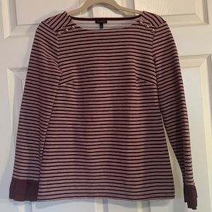 Talbots Maroon White and Gold striped Top Size XS